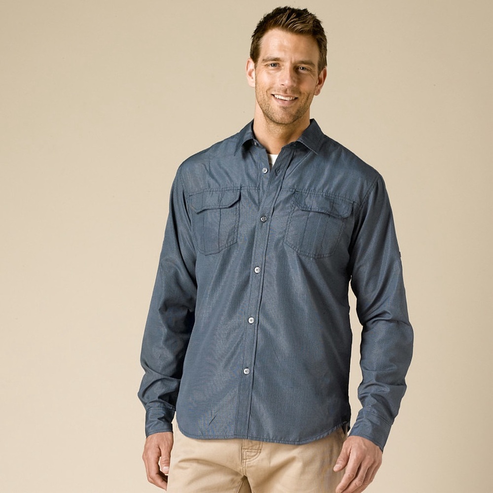 LIKE NEW prAna Sabbatical Shirt Long-Sleeve Grey Teal Size XL
